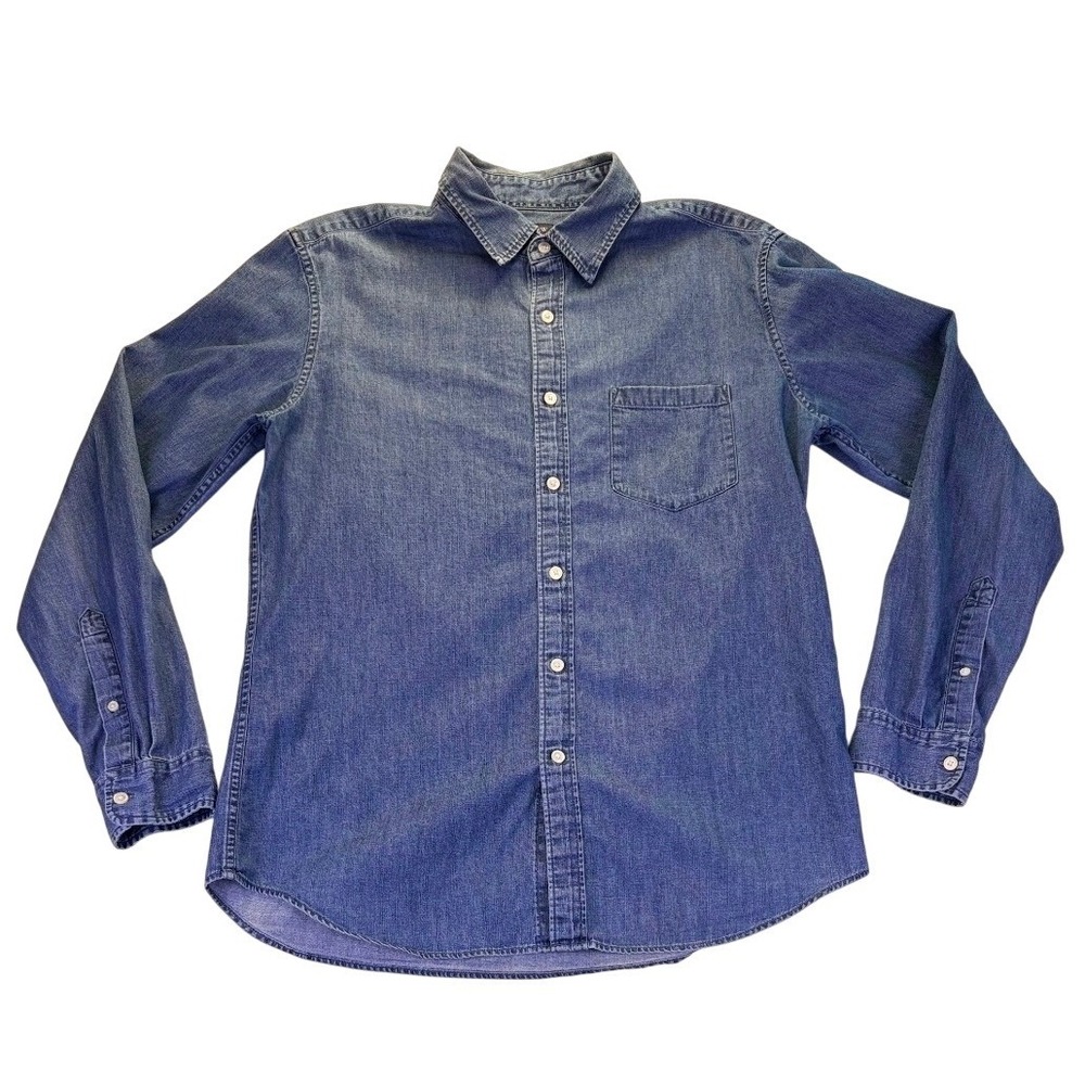 J.Crew Denim Shirt Mens Large Blue Long Sleeve Cotton Button Down Pocket Preppy
